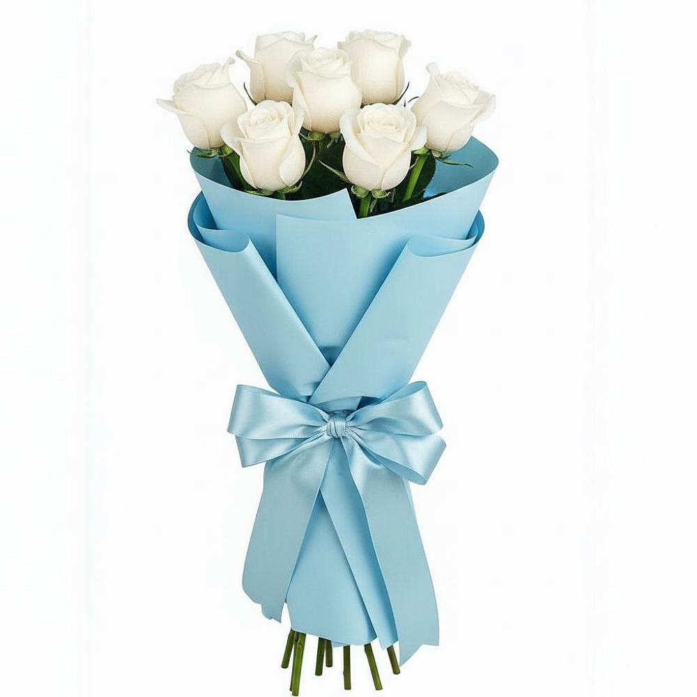 Букет 7 белых роз Проуд в Орджоникидзевском