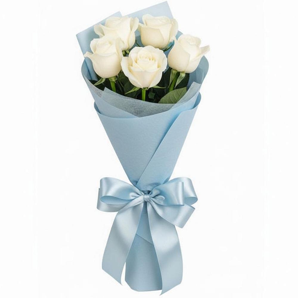 Букет 5 Белых роз Проуд в Орджоникидзевском