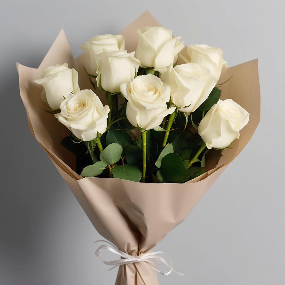 Букет 9 Белых роз Эдлесс Лав в Орджоникидзевском