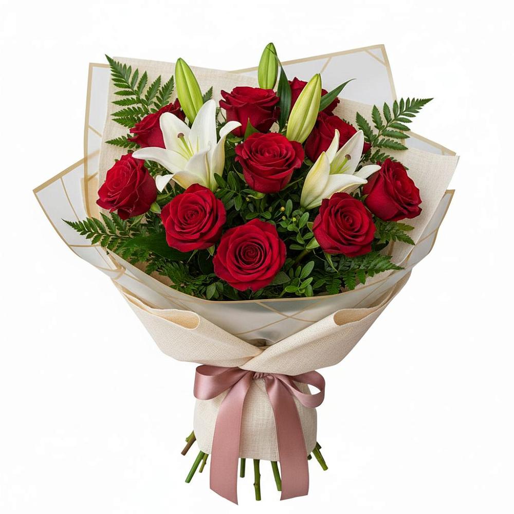 Букет цветов из: Лилии и Розы в Орджоникидзевском