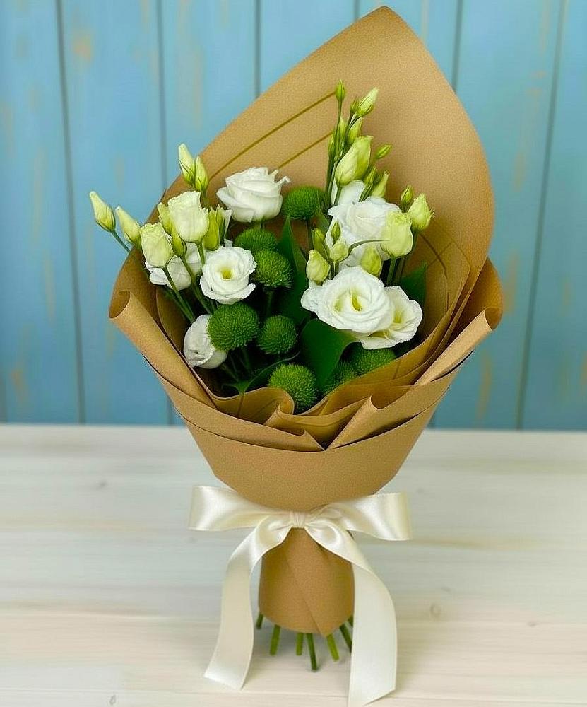 Букет цветов из: Хризантемы и Лизиантусы в Орджоникидзевском