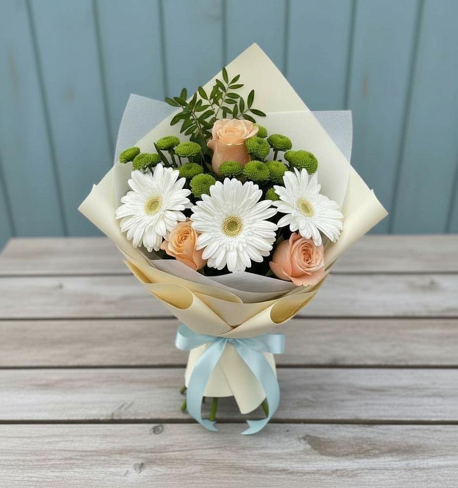 Букет цветов из: Герберы, Розы и Хризантемы в Орджоникидзевском