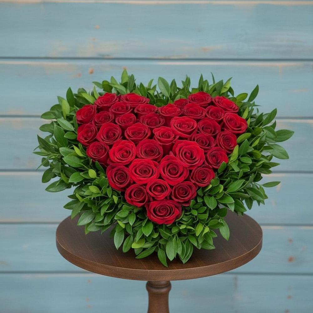 Цветочная композиция из Розы в виде сердца в Орджоникидзевском