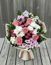 Букет цветов из:  Альстромерии, Гвоздики, Розы и Хризантемы в Орджоникидзевском