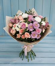 Букет цветов из:  Хризантемы, Розы и Альстромерии в Орджоникидзевском